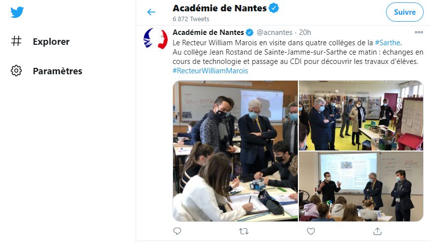 Le Recteur William Marois en visite au collège Jean Rostand.